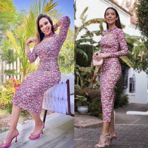 ZARA NWT Floral Dress With Cut Outs Pink